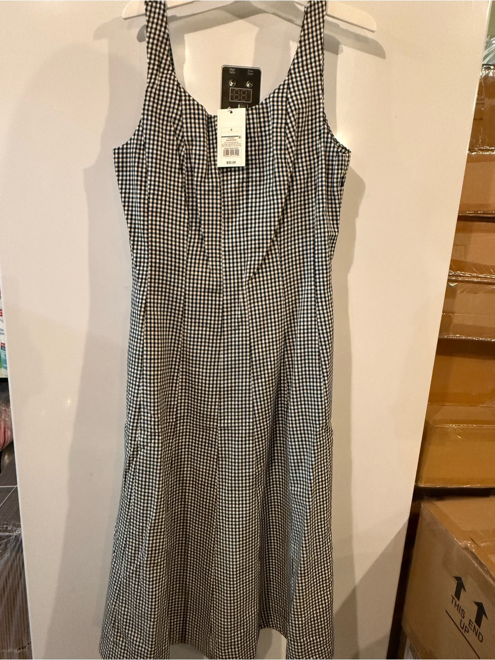 A new day Gingham Sleeveless Dress - Black/White
